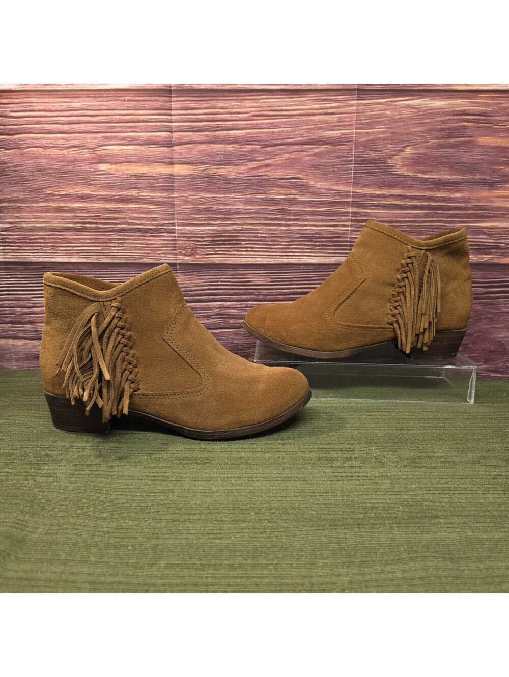 Minnetonka 1523 Blake Boot Brown Fringe Side Zipper Size 8